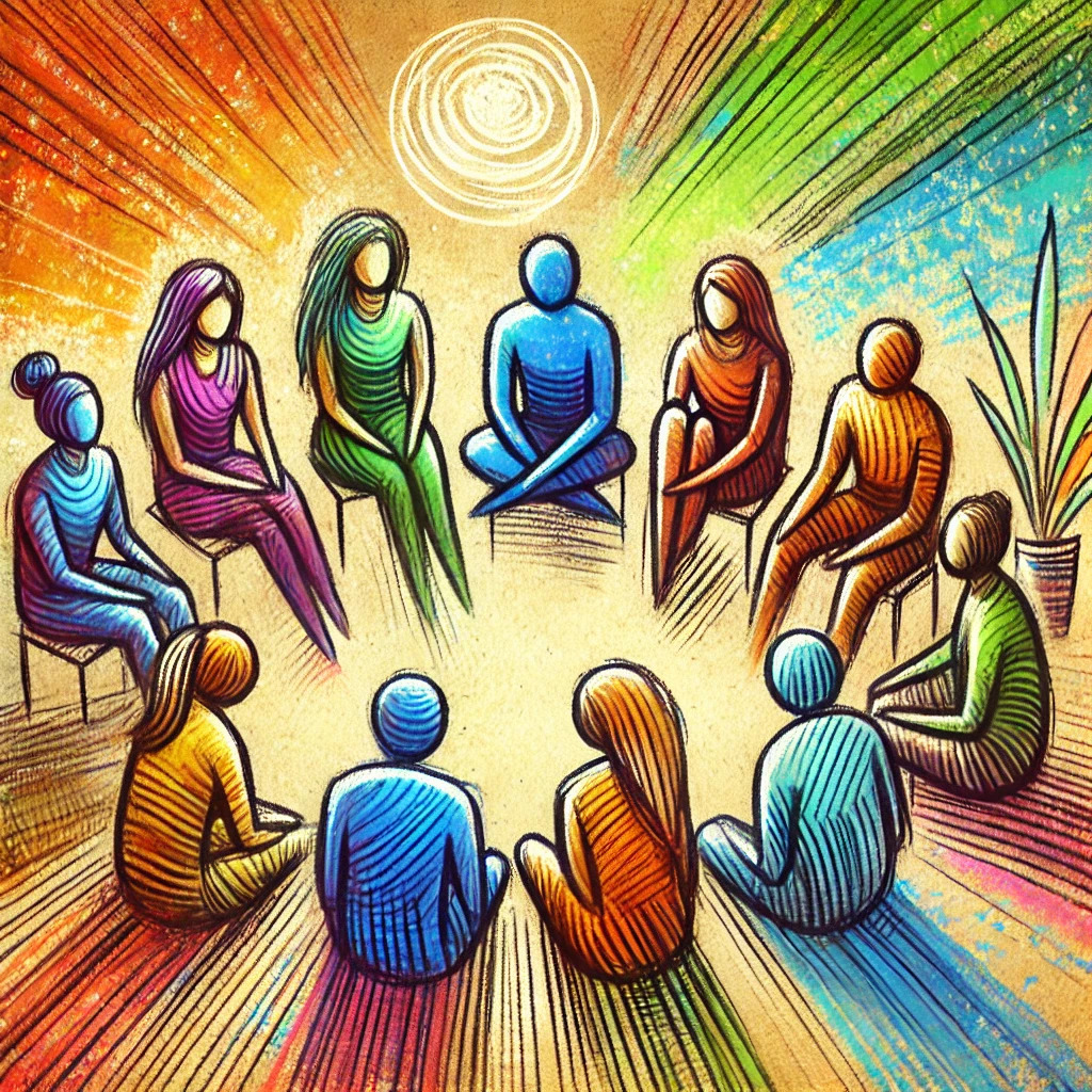 Groupe de parole réuni en cercle